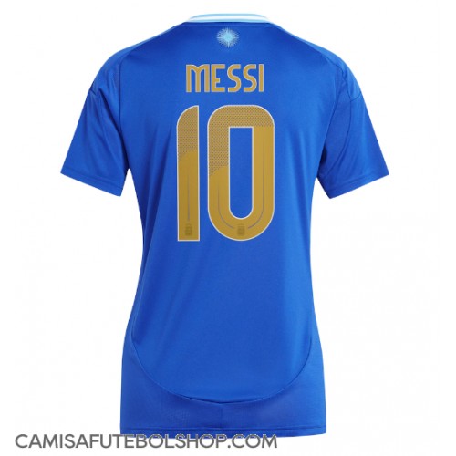 Camisa de time de futebol Argentina Lionel Messi #10 Replicas 2º Equipamento Feminina Copa America 2024 Manga Curta